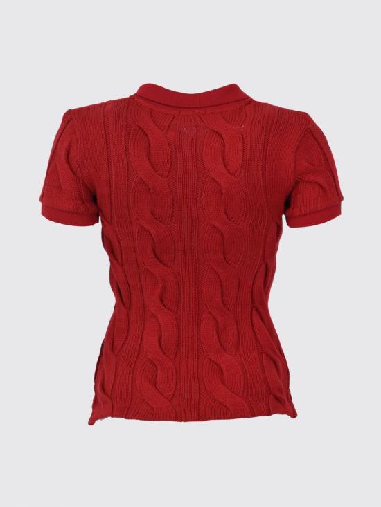 26SS 폴로 랄프로렌 케이블 니트 코튼 폴로 셔츠 211971703 502 Red - POLO RALPH LAUREN