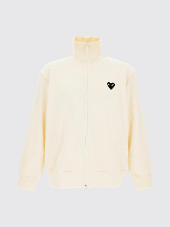 26SS 꼼데가르송 블랙 하트 와펜 트랙 자켓 AXT256 IVORY White - COMME DES GARCONS