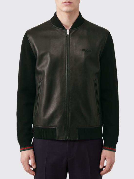 26SS 구찌 나파 레더 니트 봄버 자켓 793181XNA29 1060 Black