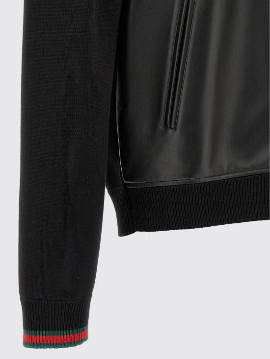 26SS 구찌 나파 레더 니트 봄버 자켓 793181XNA29 1060 Black - GUCCI