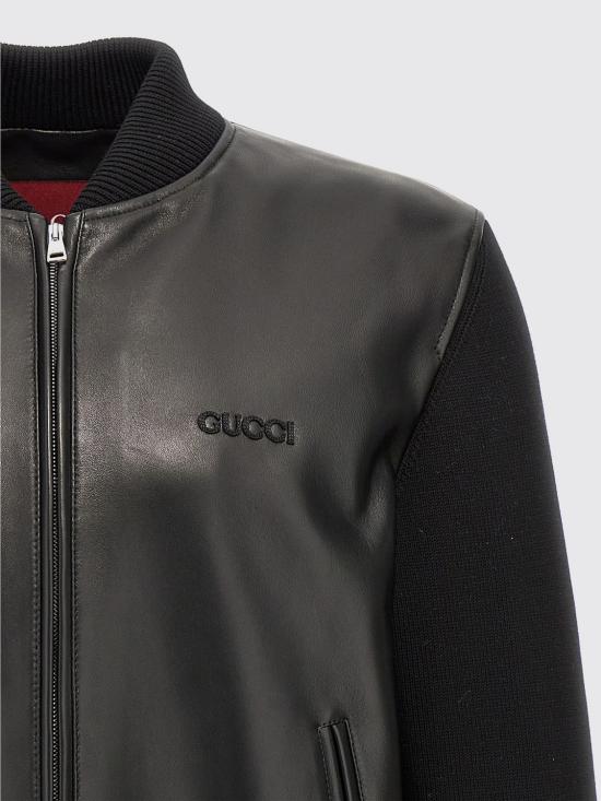 26SS 구찌 나파 레더 니트 봄버 자켓 793181XNA29 1060 Black - GUCCI