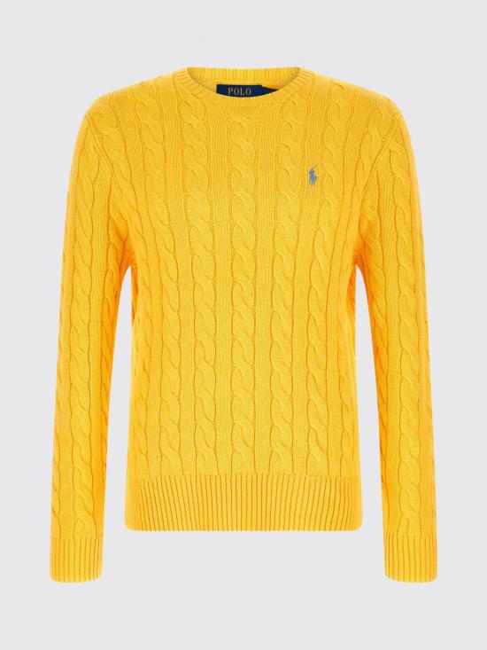 26SS 폴로 랄프로렌 로고 자수 케이블 니트 스웨터 710775885 533 Yellow - POLO RALPH LAUREN