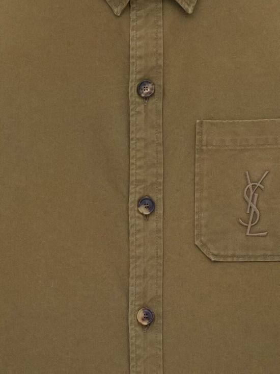 26SS 생로랑 코튼 및 린넨 개버딘 소재 카산드르 오버셔츠 852696Y253W 2669 Savannah - SAINT LAURENT