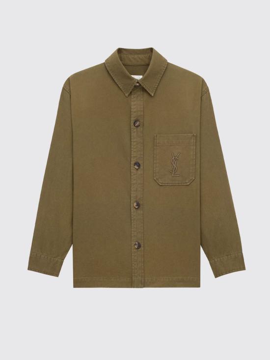 26SS 생로랑 코튼 및 린넨 개버딘 소재 카산드르 오버셔츠 852696Y253W 2669 Savannah - SAINT LAURENT