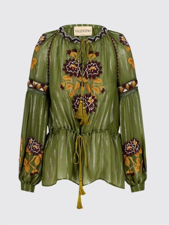 26SS 발렌티노 가라바니 블라우스 8B3AEBB69W2 C9M Green - VALENTINO GARAVANI