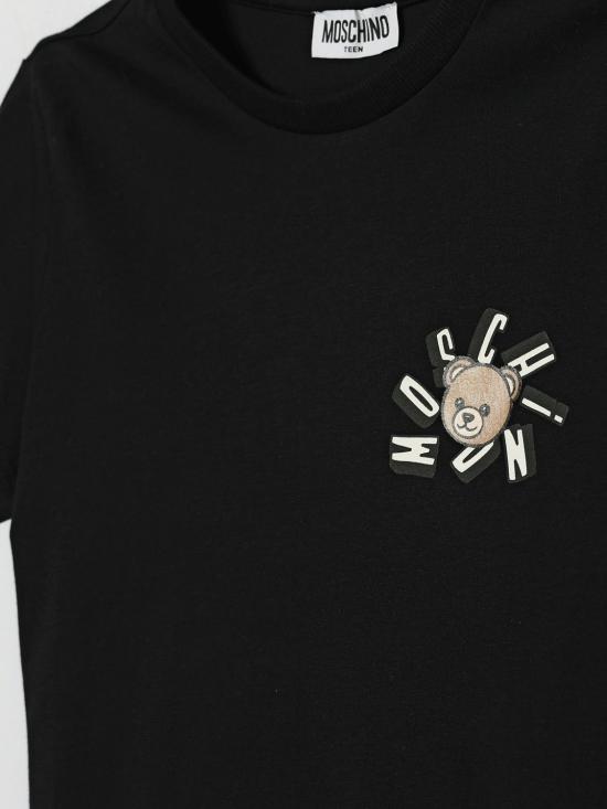 26SS [키즈] 모스키노 티셔츠 HUM05OLAA03 60100 Black - MOSCHINO