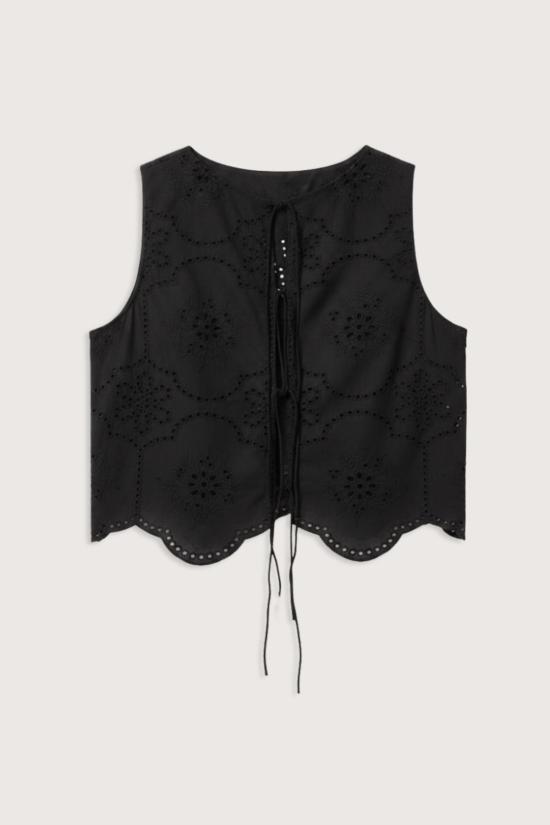 마토 민소매 티셔츠 Matteau Broderie Tie Top Black