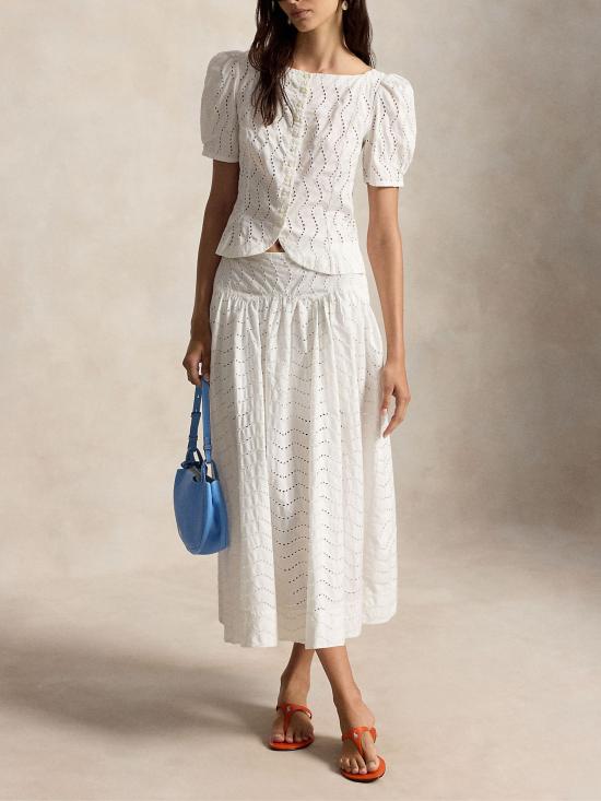 26SS 랄프 로렌 미디 스커트 211A12942 001 WHITE - RALPH LAUREN
