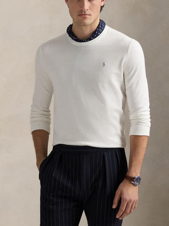 26SS 랄프 로렌 코튼 크루넥 스웨터 710890558 506 WHITE - RALPH LAUREN