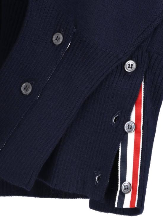 25FW 톰브라운 울 4바 브이넥 가디건 MKC160A 00014415 Blue - THOM BROWNE
