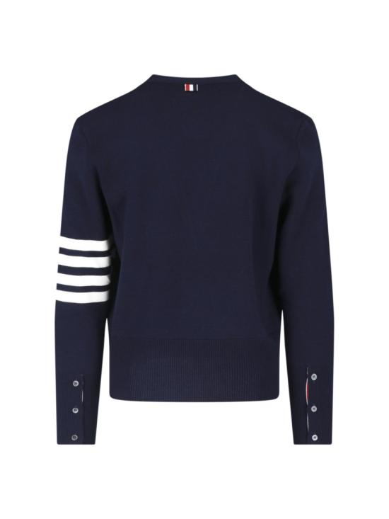 25FW 톰브라운 울 4바 브이넥 가디건 MKC160A 00014415 Blue - THOM BROWNE