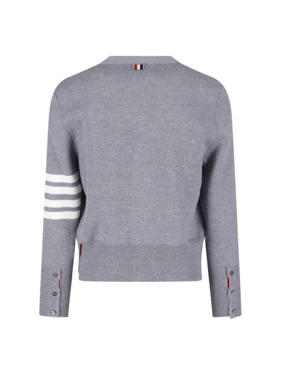 25FW 톰브라운 울 4바 브이넥 가디건 MKC160A 00014055 Grey - THOM BROWNE