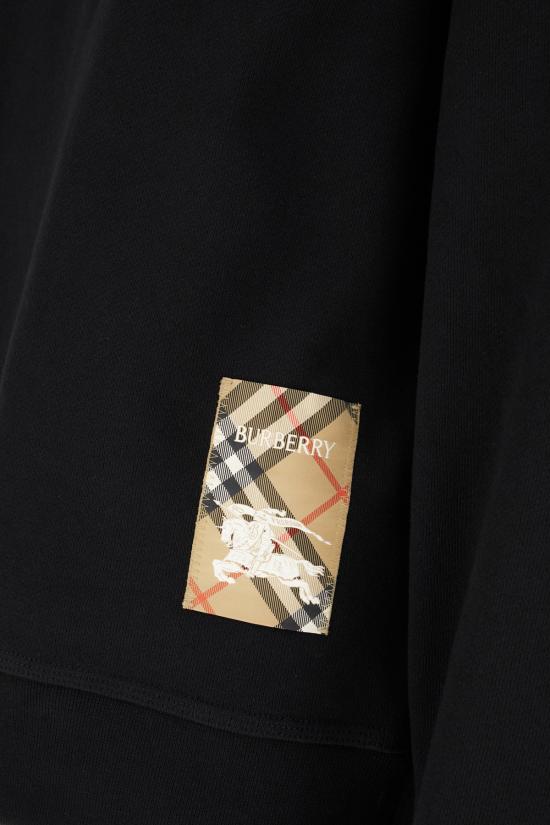 26SS 버버리 체크 라벨 코튼 스웨트셔츠 8101889 A1189 BLACK - BURBERRY