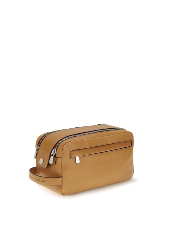26SS 브루넬로 쿠치넬리 더블 지퍼 바케타 레더 뷰티 케이스 MWTGBU334 C001 BEIGE - BRUNELLO CUCINELLI