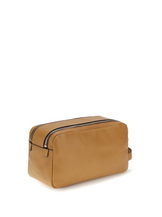 26SS 브루넬로 쿠치넬리 더블 지퍼 바케타 레더 뷰티 케이스 MWTGBU334 C001 BEIGE - BRUNELLO CUCINELLI
