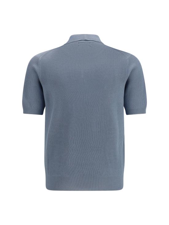 26SS 브루넬로 쿠치넬리 잉글리시 립 코튼 니트 폴로셔츠 M29400015 CMM56 LIGHT BLUE - BRUNELLO CUCINELLI