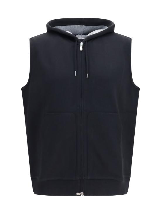 26SS 브루넬로 쿠치넬리 후드 티셔츠 MM8319079G C101 BLACK