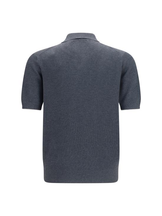26SS 브루넬로 쿠치넬리 잉글리시 립 코튼 니트 폴로셔츠 M29400015 CB869 GREY - BRUNELLO CUCINELLI
