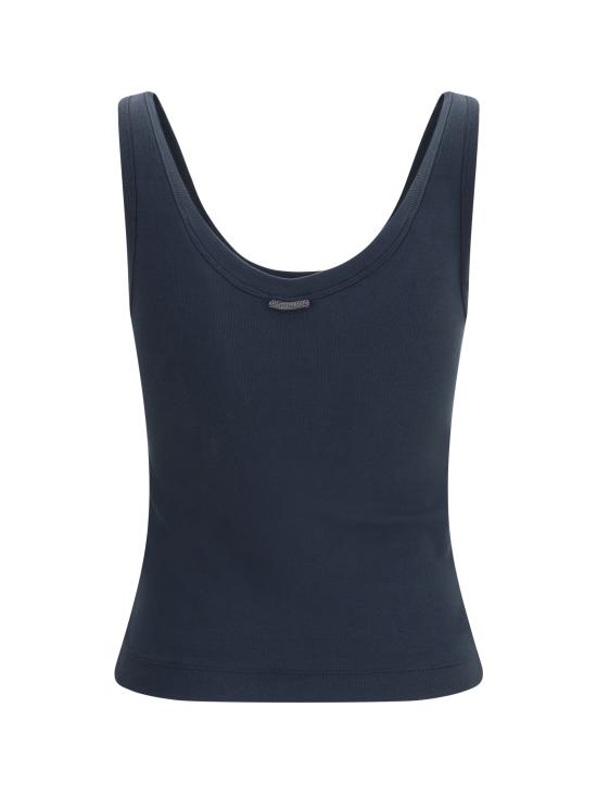 26SS 브루넬로 쿠치넬리 민소매 티셔츠 M0TC8FX210 C7186 BLUE - BRUNELLO CUCINELLI