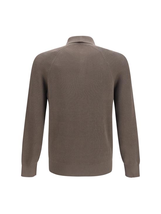 26SS 브루넬로 쿠치넬리 립 니트 폴로 셔츠 M29400105 CLL90 BROWN - BRUNELLO CUCINELLI