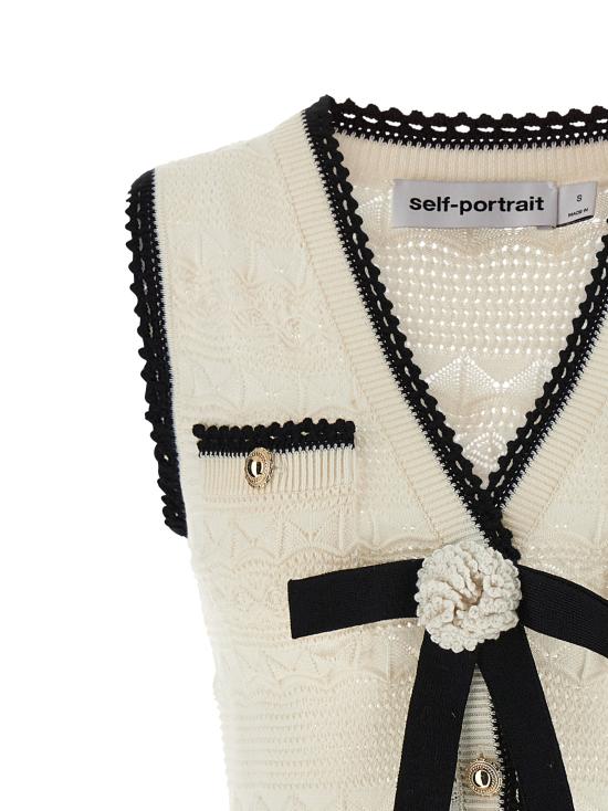 26FW 셀프 포트레이트 숏 원피스 PF26075SCWWHITE White Black - SELF PORTRAIT
