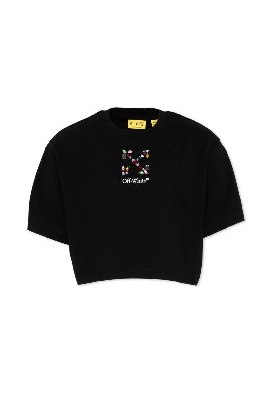 26SS [키즈] 오프화이트 티셔츠 44GAA019S26J002001 BLACK