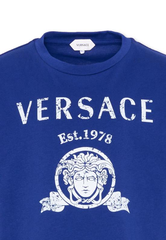 26FW [키즈] 베르사체 티셔츠 1024946 1A18123 2U0K0 BLUE - VERSACE