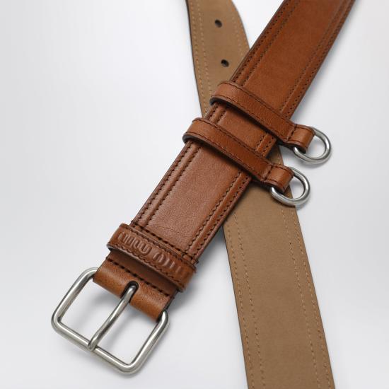 26FW 미우미우 더블 루프 버클 가죽 레귤러 벨트 5CC7312IER Brown - MIU MIU