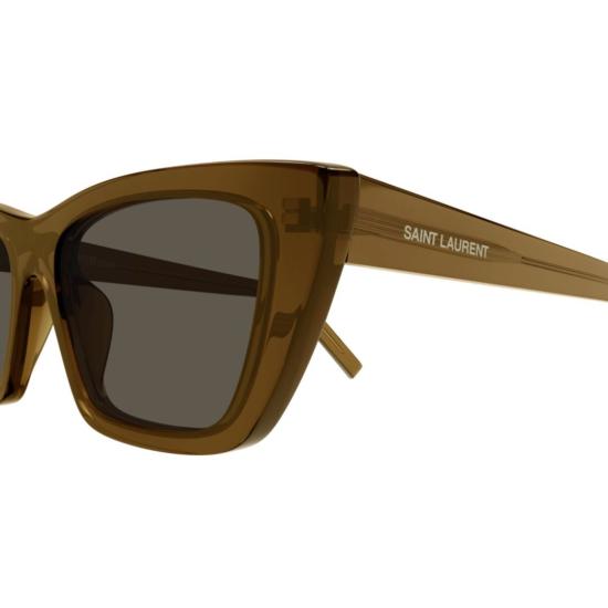  생로랑 선글라스 반투명 브라운 컬러의 각진 캣아이 - SAINT LAURENT