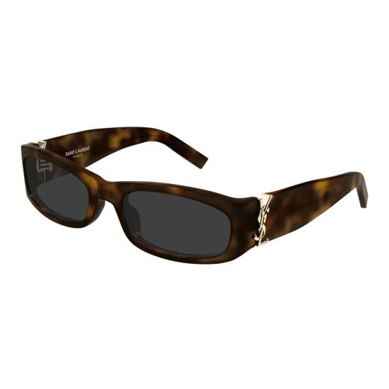  생로랑 선글라스 금색 로고가 있는 직사각형 호피무늬 아세테이트 - SAINT LAURENT