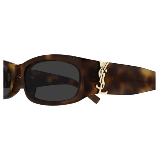  생로랑 선글라스 금색 로고가 있는 직사각형 호피무늬 아세테이트 - SAINT LAURENT