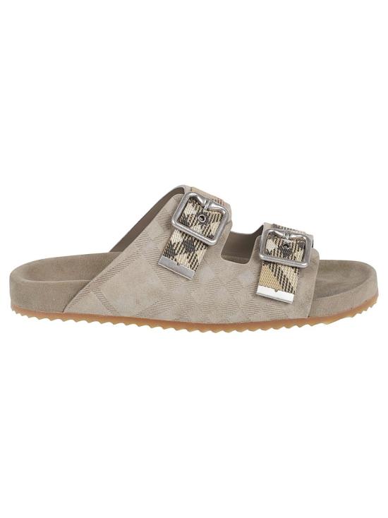26SS 버버리 체크 스웨이드 얼친 샌들 8122994 C5120 Neutrals