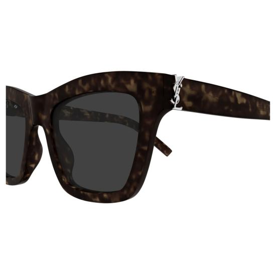 생로랑 선글라스 실버톤 로고 디테일이 돋보이는 오버사이즈 호피무늬 - SAINT LAURENT