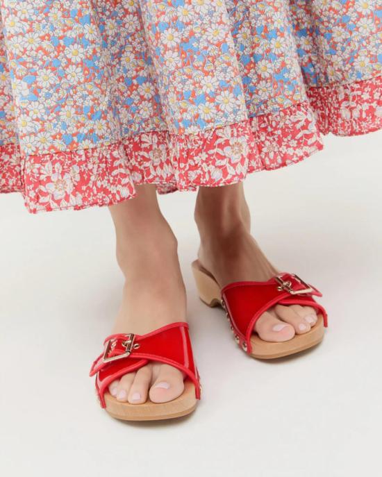  로플러랜달 뮬/슬리퍼 로플러 랜달 폴리 스터드 플랫 샌들 레드 - LOEFFLER RANDALL