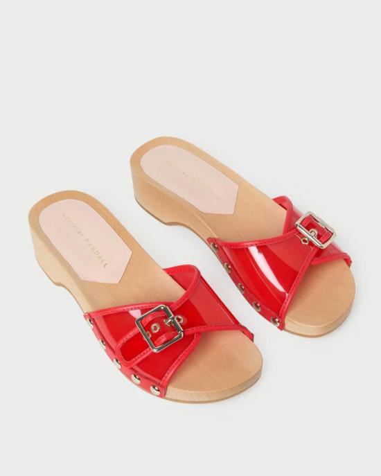  로플러랜달 뮬/슬리퍼 로플러 랜달 폴리 스터드 플랫 샌들 레드 - LOEFFLER RANDALL