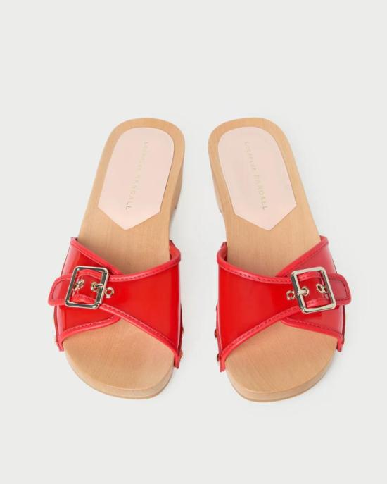  로플러랜달 뮬/슬리퍼 로플러 랜달 폴리 스터드 플랫 샌들 레드 - LOEFFLER RANDALL