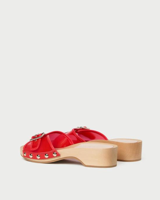  로플러랜달 뮬/슬리퍼 로플러 랜달 폴리 스터드 플랫 샌들 레드 - LOEFFLER RANDALL