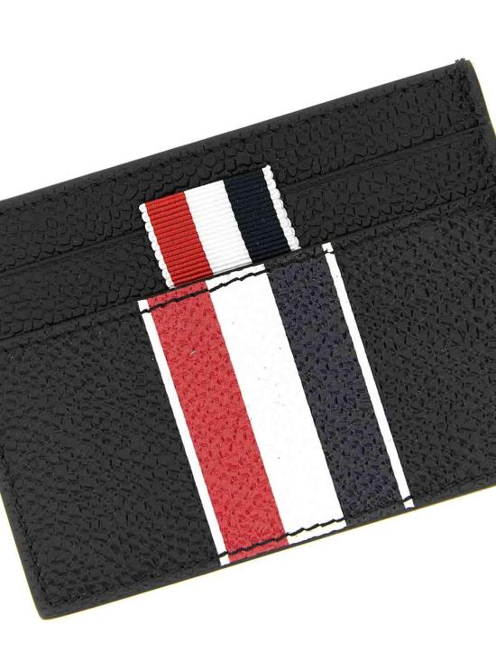 26SS 톰브라운 페블 그레인 RWB 싱글 카드 홀더 UAW090A00198001 Black - THOM BROWNE