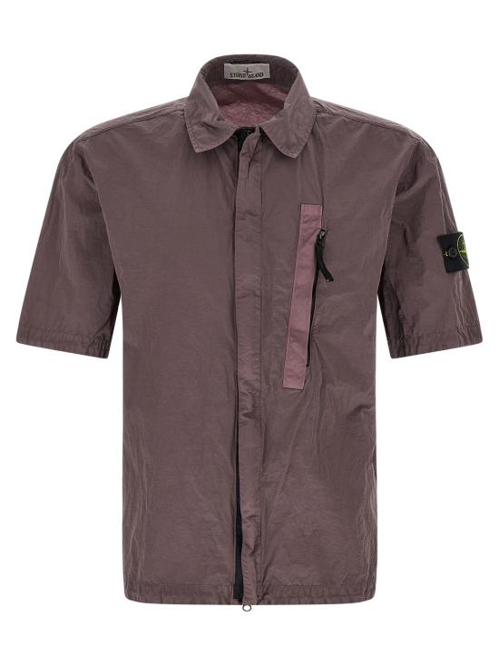 26SS 스톤 아일랜드 반팔 셔츠 L1S15 1200028 S0019 V008F PURPLE GRAY DOM