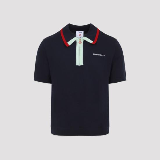 26FW 카사블랑카 폴로 티셔츠 MPF26KW84601 NAVY BLUE - CASABLANCA