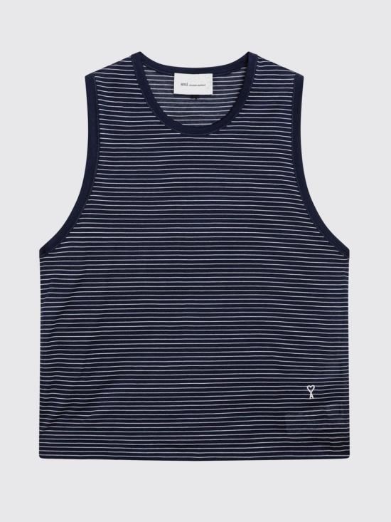 26SS 아미 민소매 티셔츠 HTP820JE0212 A044 Striped - AMI