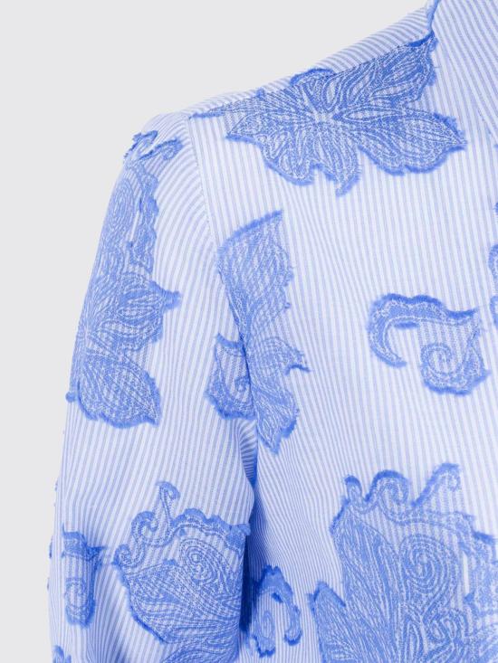 26SS 마짜렐리 블라우스 12020 RIGA CELESTE E BIANCA CON DISEGNO DAMASCATO Gnawed Blue - MAZZARELLI