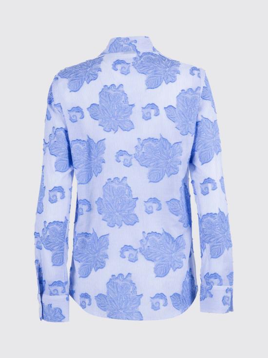 26SS 마짜렐리 블라우스 12020 RIGA CELESTE E BIANCA CON DISEGNO DAMASCATO Gnawed Blue - MAZZARELLI