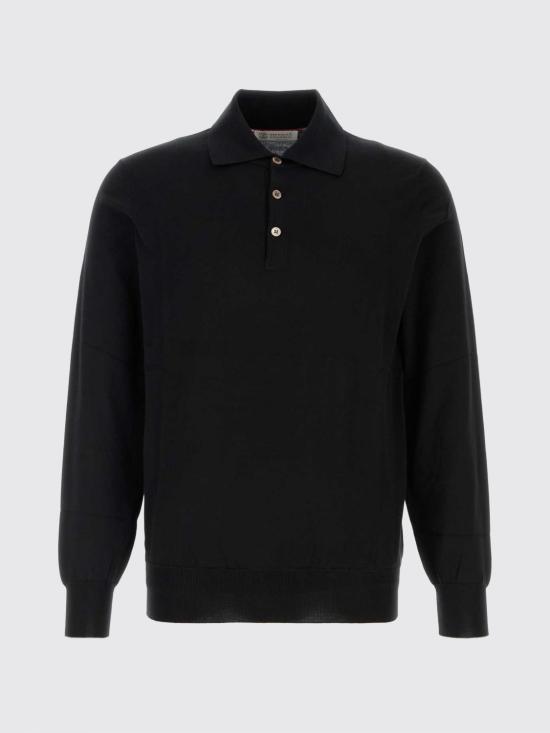 26SS 브루넬로 쿠치넬리 니트 폴로 셔츠 M29800135 CH101 Black - BRUNELLO CUCINELLI
