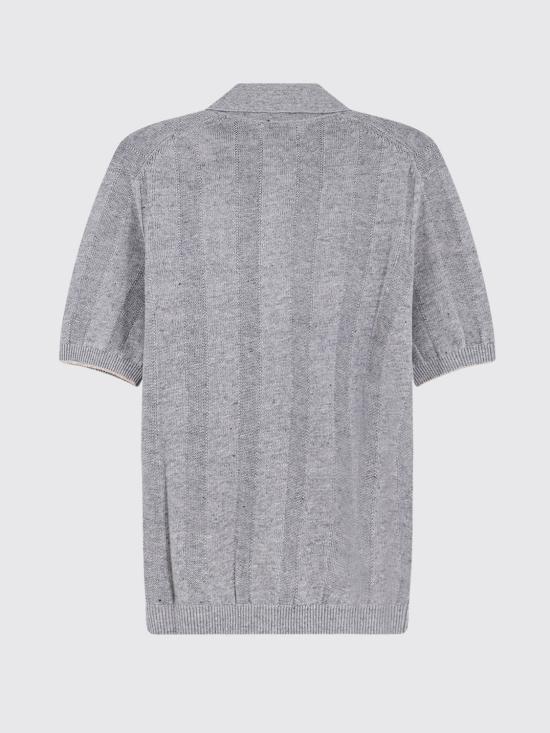 26SS 브루넬로 쿠치넬리 리넨 립 코튼 반소매 셔츠 M2L707805 CYZ16 Mouse Grey - BRUNELLO CUCINELLI