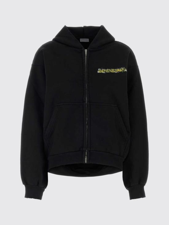 26SS 발렌시아가 후드 티셔츠 871716TUVI8 1000 Black - BALENCIAGA