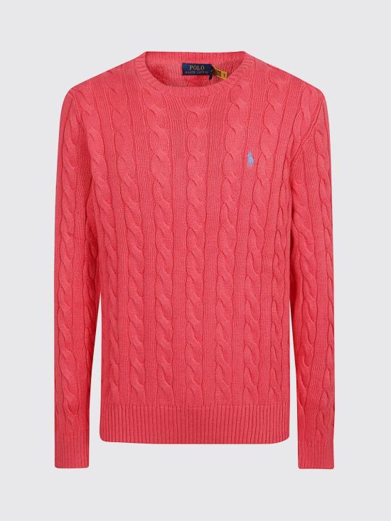 26SS 폴로 랄프로렌 로고 자수 케이블 니트 스웨터 710775885 538 Pink - POLO RALPH LAUREN