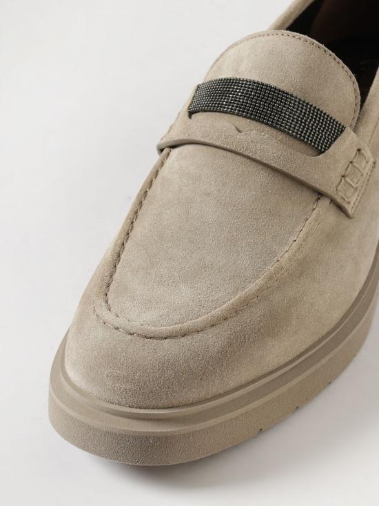 26SS 브루넬로 쿠치넬리 모닐레 디테일 스웨이드 페니 로퍼 MZSFG2370 C5859 Ice - BRUNELLO CUCINELLI