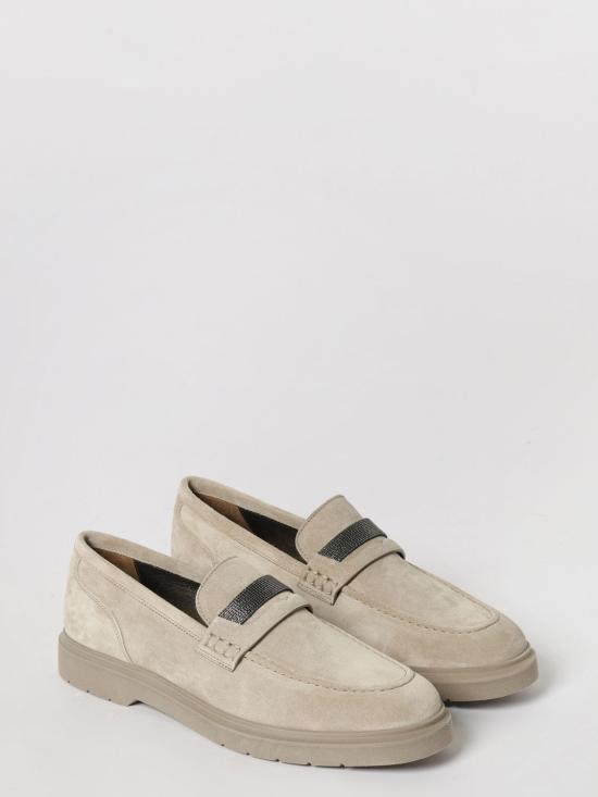 26SS 브루넬로 쿠치넬리 모닐레 디테일 스웨이드 페니 로퍼 MZSFG2370 C5859 Ice - BRUNELLO CUCINELLI