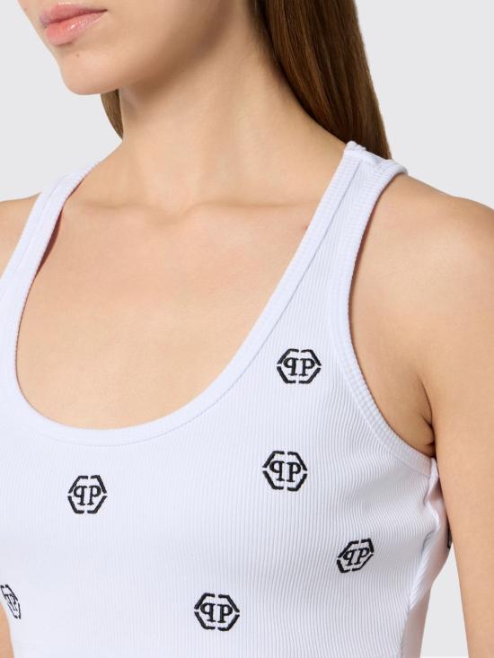 26SS 필립 플레인 트레이닝 티셔츠 SAFCWJK0190PTE004N 01 White - PHILIPP PLEIN